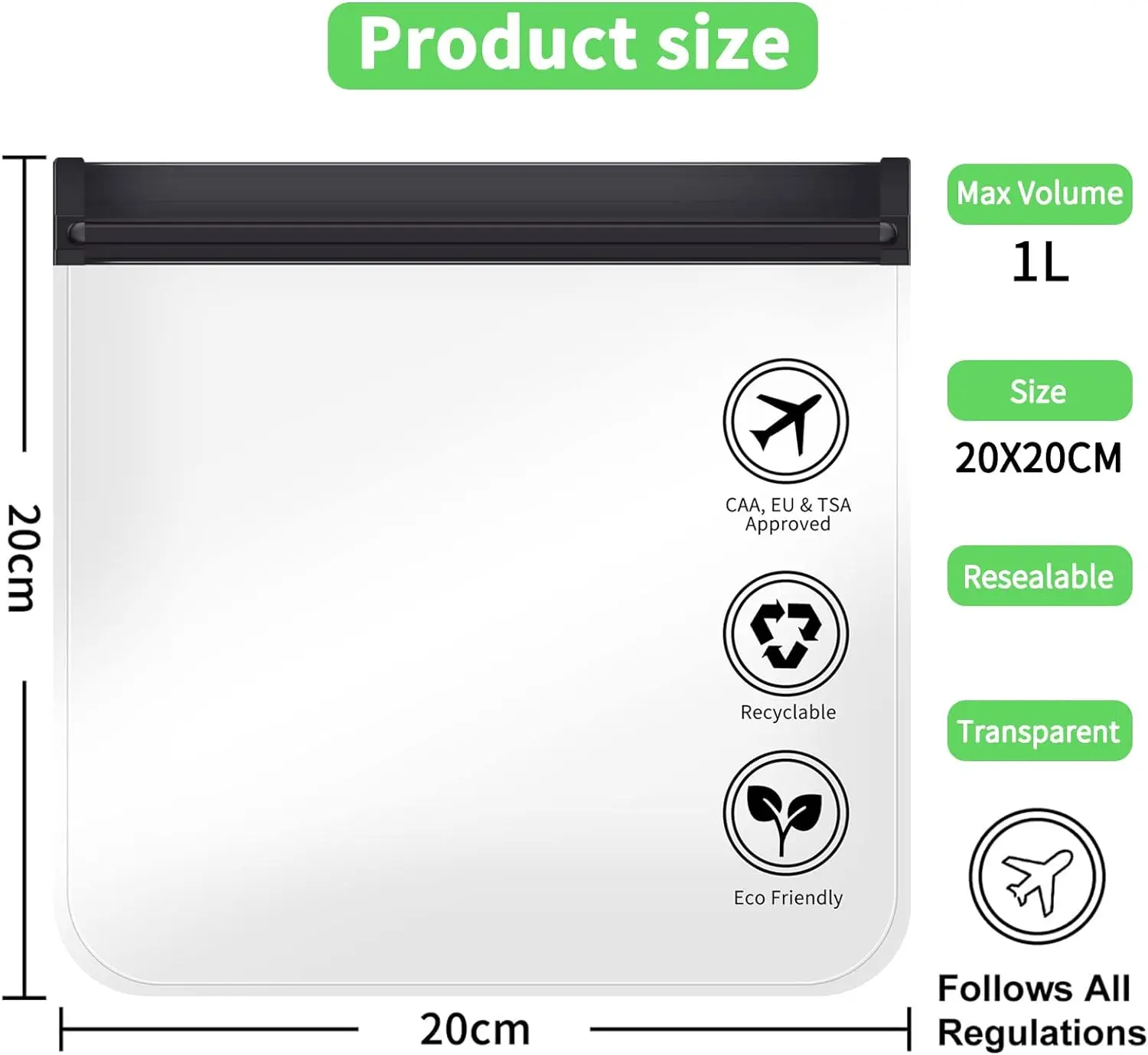 1pc Transparent toilet bag, portable travel essentials, flight makeup liquid leak proof, resealable EVA cosmetic bag