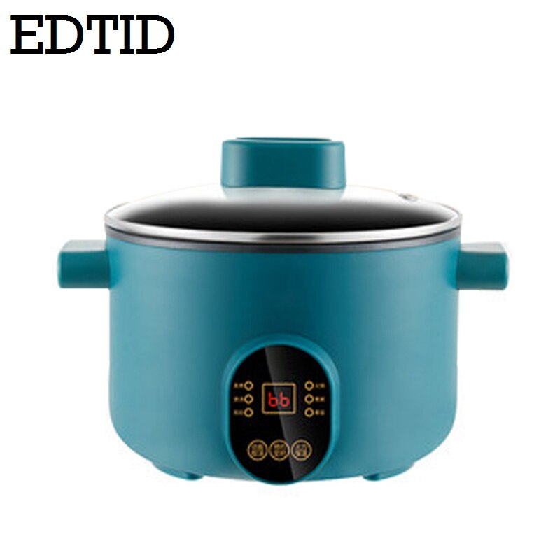 Edtid 220v fogão elétrico multifuncional panela de aquecimento elétrico máquina panela de cozinhar hotpot macarrão ovos sopa mini panela arroz 2l