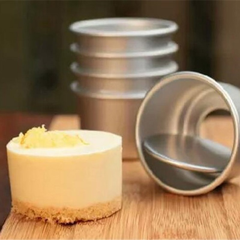 5Pcs Diy Aluminium Ronde Puddingvorm Bakken Cakevorm Mini Cake Pan Verwijderbare Bodem Cupcake Pan Keuken Gereedschap 6*4Cm