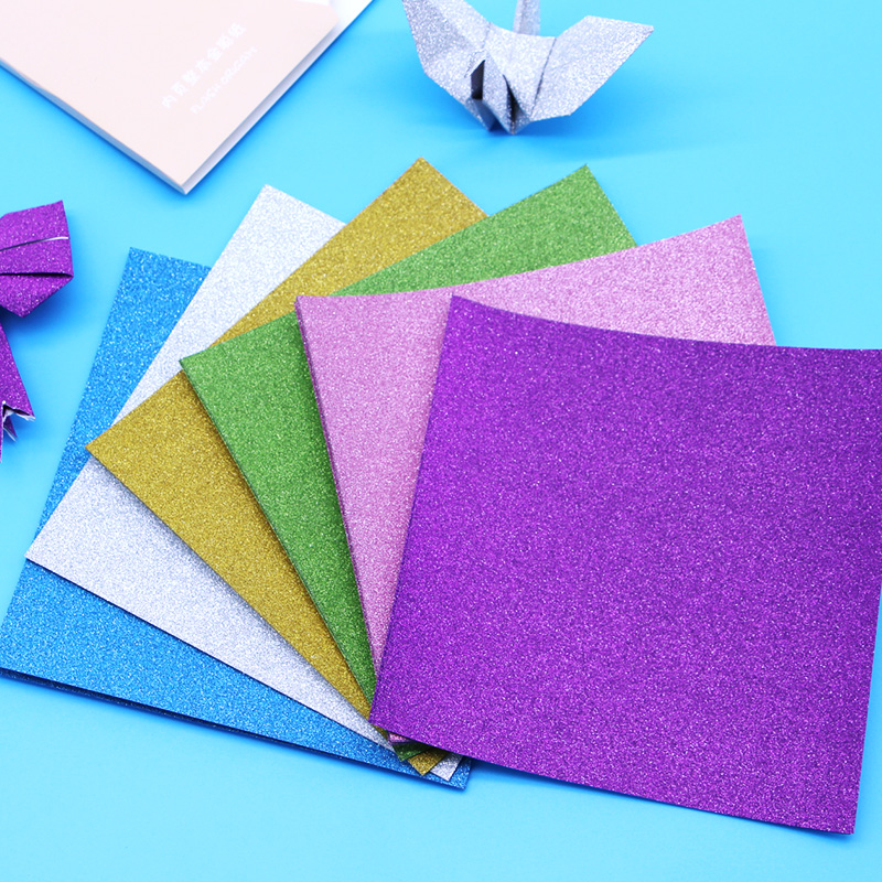 40 st hantverk konst papper barn söta diy fyrkantiga glittermönster origami papper vikt handgjort papper hantverk dekorativa modeller leksaker