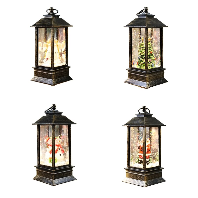 Christmas Snow Globe Lantern LED Light Water Glittering Santa Night Lamp Decor