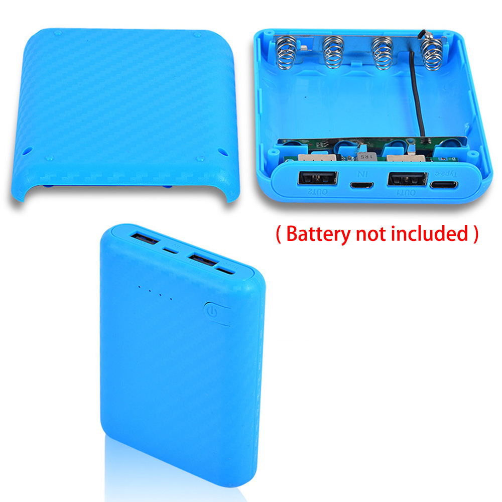 Caja de batería 18650 de 4 ranuras, carcasa de cargador de Banco de energía DIY, caja de carga de baterías, Mini caja de Banco de fuente de alimentación sin soldadura: Azul