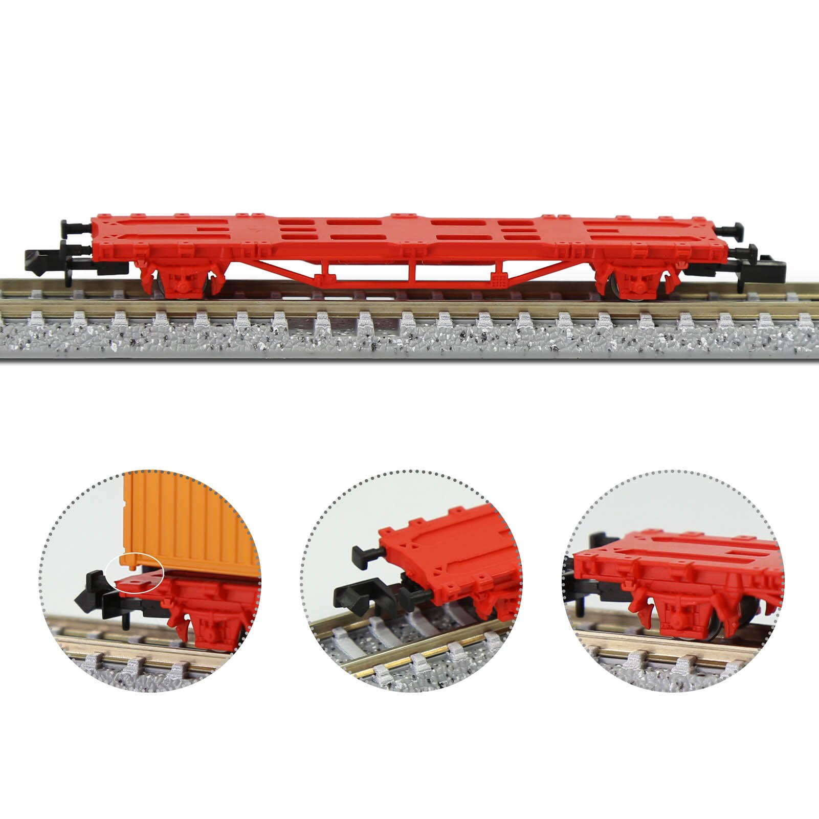 1 Set N Scale 1:160 Flat Car with 40' 20' Container Model Railway Wagons Freight Car C15061