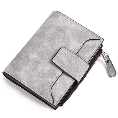 Leather Wallet Women Hasp Slim Coin Pocket Zipper Mini Purse Women Ladies Purse Of The Small Wallet Multi-Function: gray