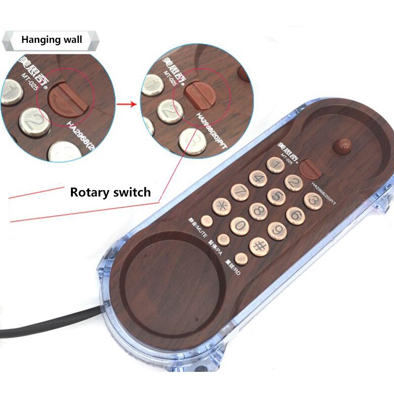 Mini Retro Opknoping Muur Telefoon Met Mute Herkiezen Passen Ringtone Pauzeren Gemonteerd Backlight Antieke Telefoons Fixe Telefonos De Casa