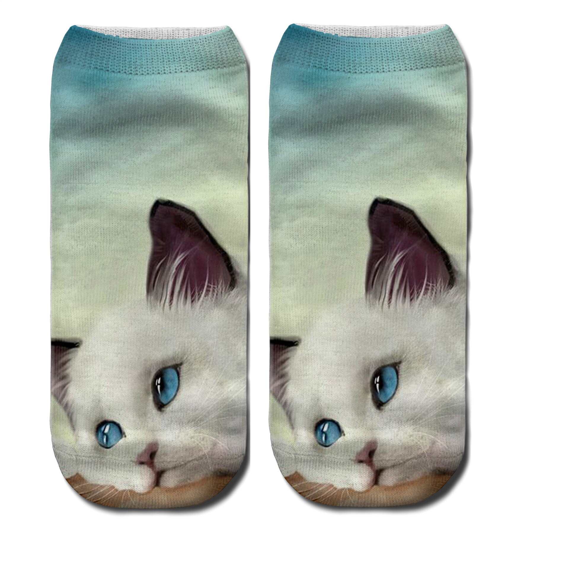 Calcetines hasta el tobillo con estampado de gato en 3d para niños y adolescentes, 1 par, calcetines hasta la rodilla con amortiguadores para niñas, calcetines para niños: kids Socks 4