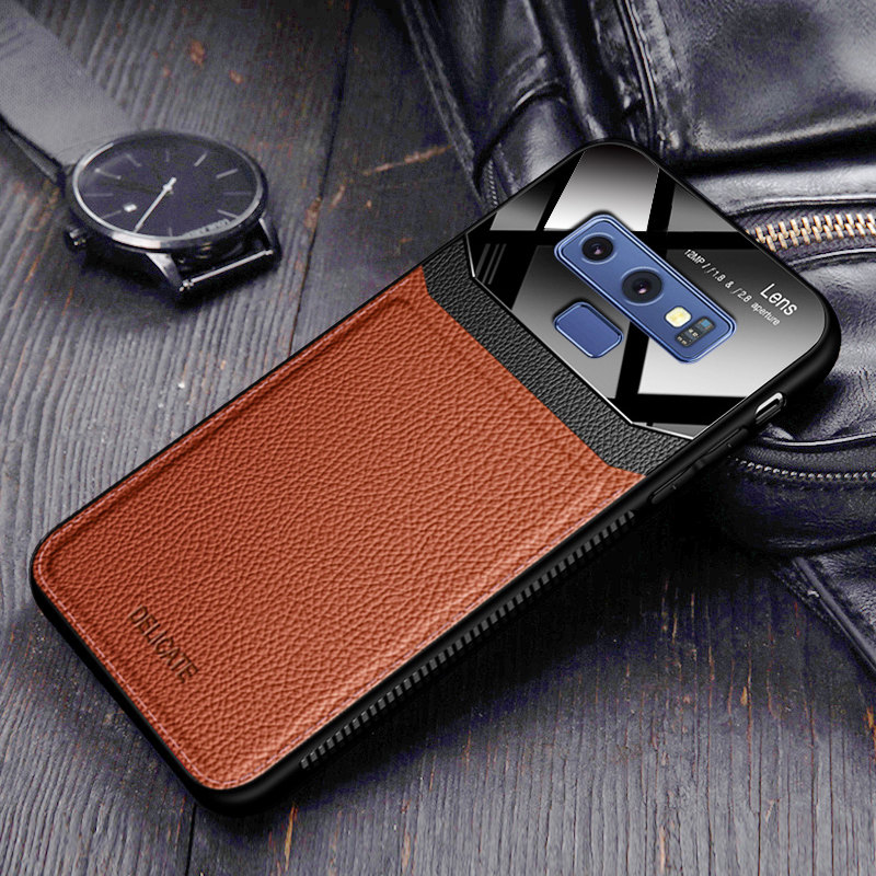 Coque, cover, case, voor Samsung Galaxy Note 9 8 Note9 Note8 Op lederen Spiegel glas Siliconen Shockproof telefoon Luxe leuke cases