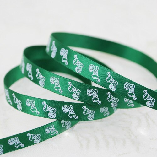 Rubans en Satin -grain 10mm, 2 mètres/lot, pour décoration de la saint-valentin, noël, pour emballage: Green ChristmasSocks