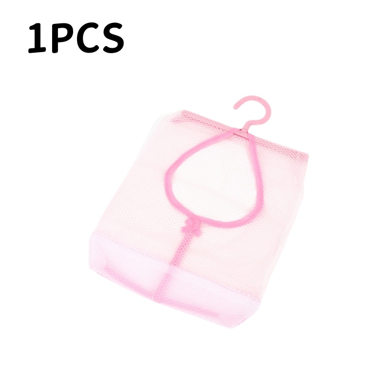 Bolsa de malla para colgar ropa, organizador de cestas de almacenamiento, gancho colgante para cocina y baño: Rosa