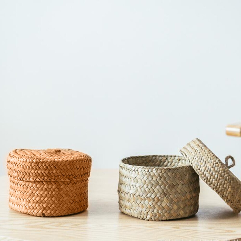 Håndlavet halm opbevaringskurv vævet kurv flet rattan planter potte blomster opbevaringsbeholder til haven bryllup dekoration