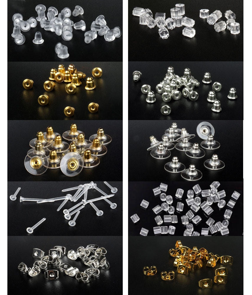 100 stks/partij Rubber Clear Earring Back Stopper Siliconen Ronde Earring Back Stoppers Bullet Butterfly Earring Back Stoppers