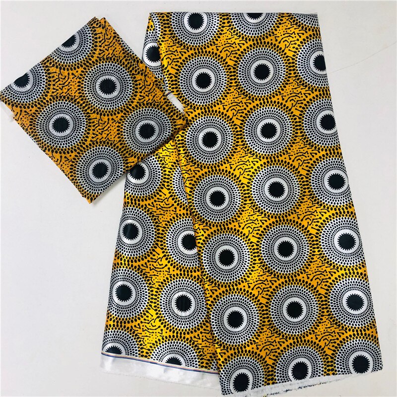 Suave tejido Ankara satinado y cera de seda tejido de seda estampado africano 2 yardas gasa a juego 4 yardas tela de seda satinada: Color6