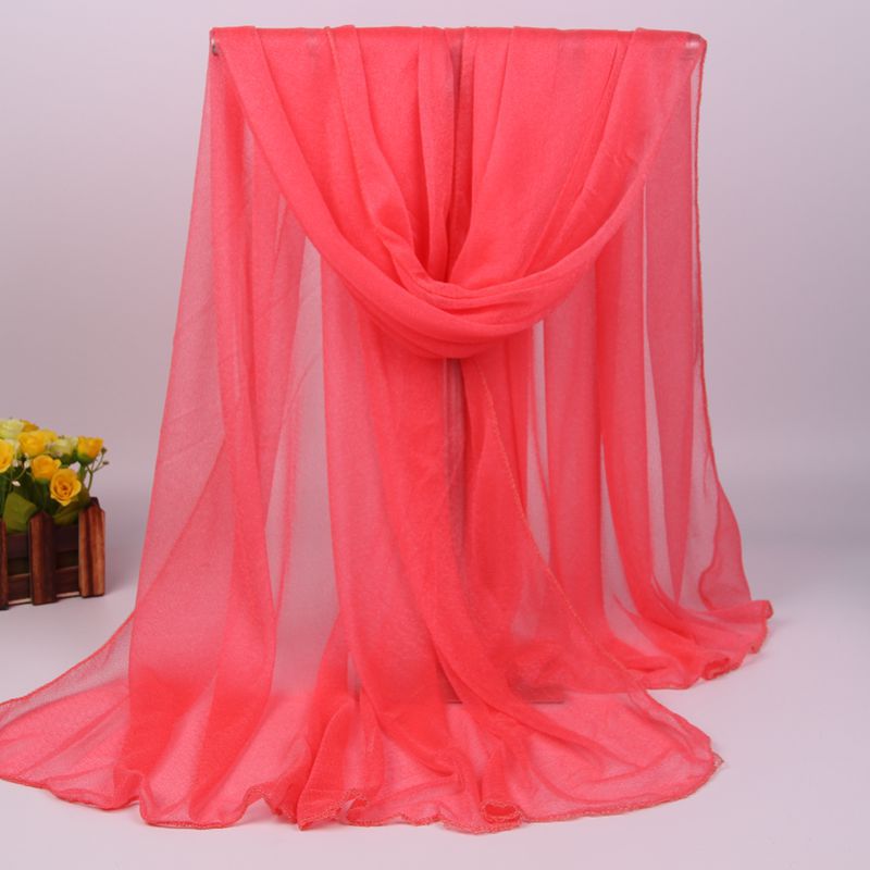 Women Chiffon Scarves Lady Soft Long Shawl Wrap Scarf Solid Color