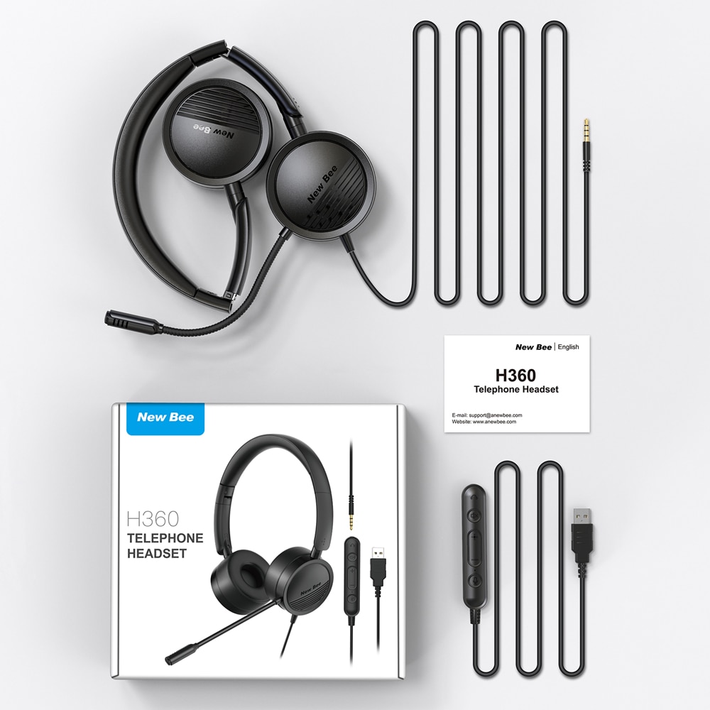 Bee – casque d&#39;écoute USB avec Microphone pour PC, 3.5mm, pour Business, avec micro, suppression de bruit, pour centres d&#39;appels,