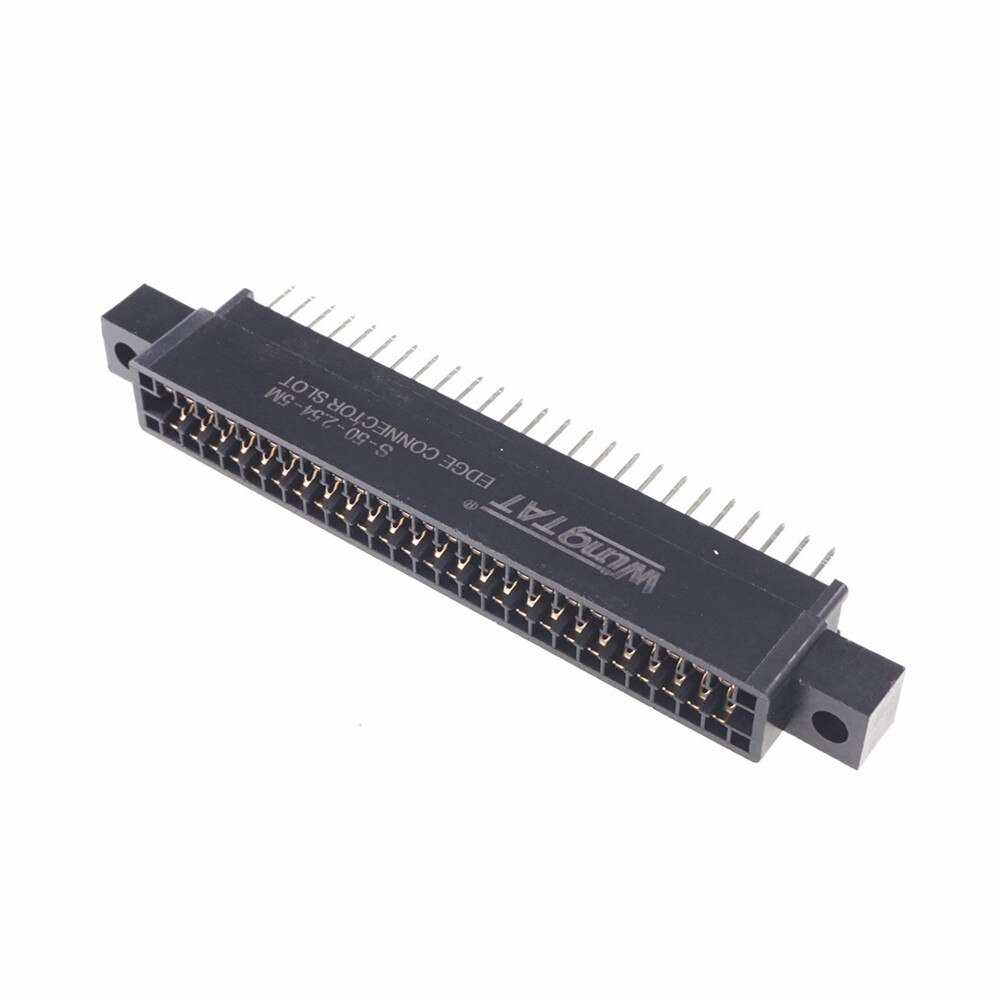 Connecteur de carte de bord, pas de fente de 2.54mm oreilles, montage de prise de doigt doré, 5 pièces, 24 42 44 48 50 56 60 86 88100 128 broches PCB: 2X25 50 Pin