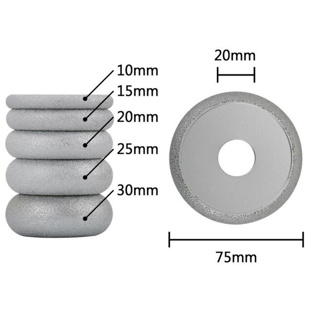 3 \ \ \ "Gesoldeerde Diamant Slijpschijf Vacuüm Romeinse Schurende Voor Steen Haakse Slijper: 75x15x20mm