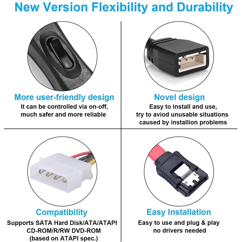 SATA PATA IDE Drive to USB 2.0 Converter Cable for Hard Drive Disk HDD 2.5 Inch 3.5 Inch with AC Power Adapter,EU Plug