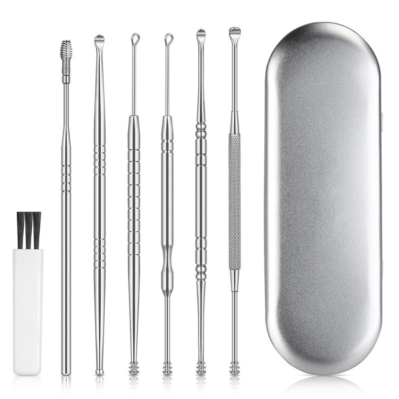 6 st/set rostfritt stål öronpetare vaxborttagningsmedel rengöringsmedel öronpetare curette öronsked öronvax rengöringsverktyg черпак