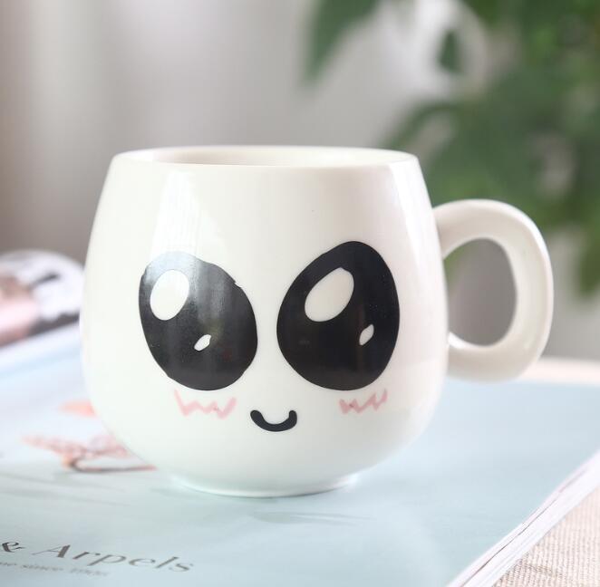 320ml Fun Cute Face Mugs White Pottery Ceramic Cup Tea Coffee Milk Mug With Handle: Style 2