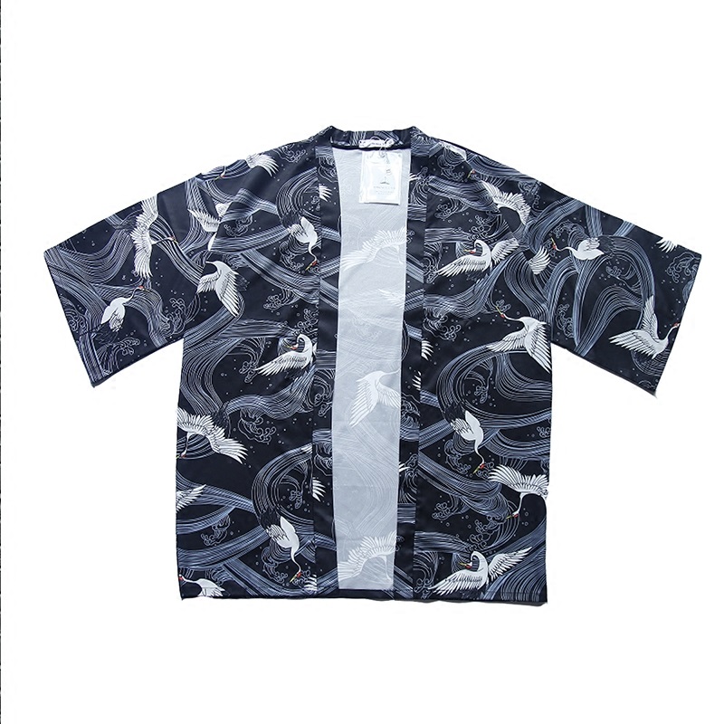 Kimono Men Japanese Kimono Traditional male kimono cardigan men harajuku streetwear samurai costume yukata male haori obi FF001