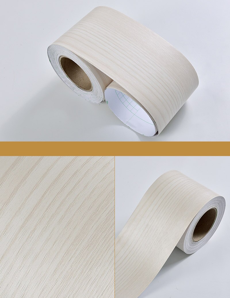 Stue vandtæt fodlister klistermærke rulle selvklæbende kant hjem dekorative hvide talje linje køkken vægklistermærke: Træhvid ahorn