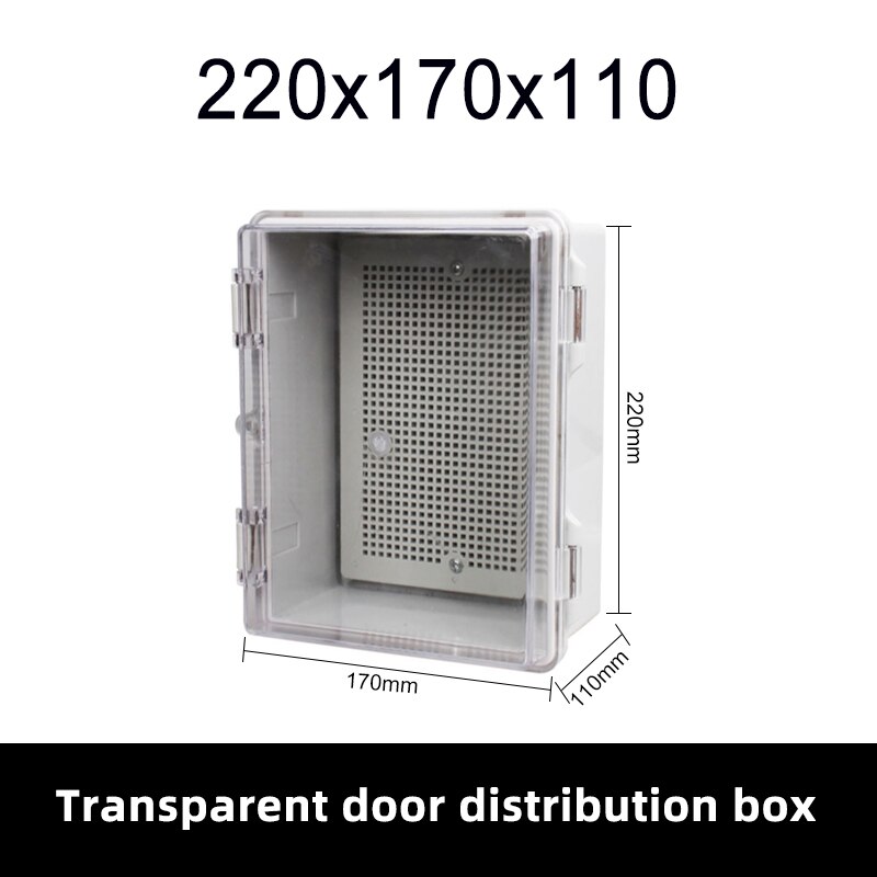 HS7 IP66 Outdoor Surface Mounted Transparent Electrical Base Junction Box Tower Buckle ABS Plastic Waterproof Distribution Box: 220x170x110-T