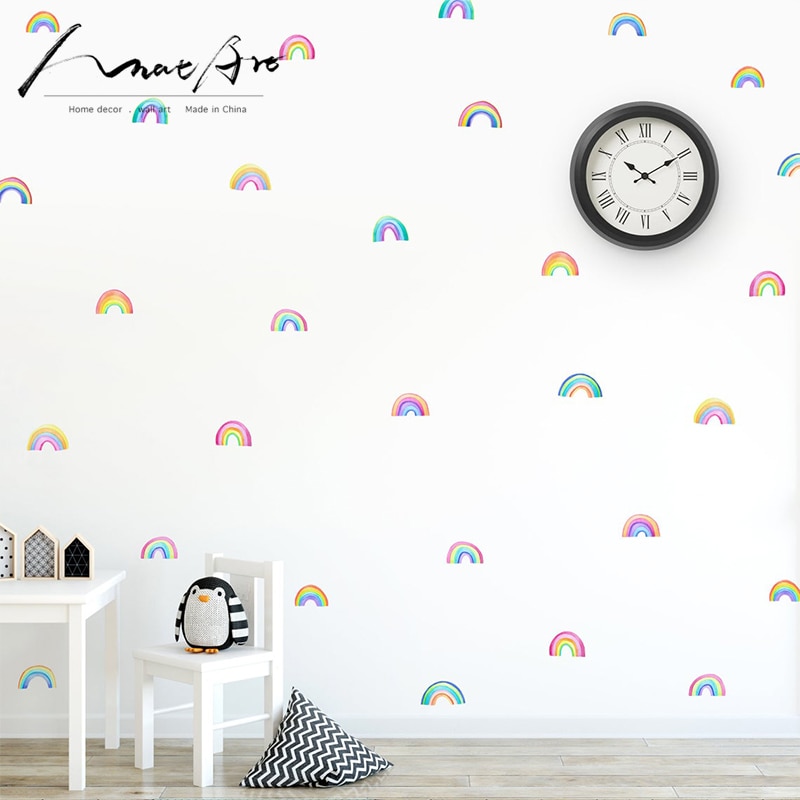 DECOWALL DA-1713 Regenboog en wolken Kinderen muurstickers Schil en plak Afneembaar baby Kinderkamer babykamer Kinderkamer Slaapkamer Huiskamer