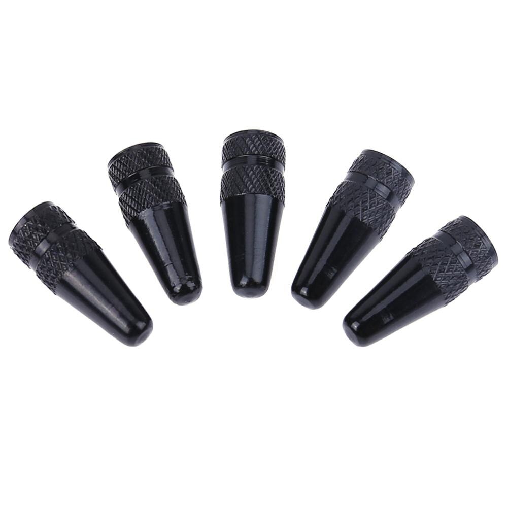 Tapa de válvula Presta para bicicleta de montaña, 5 uds., 8 colores, válvula de aleación de aluminio para bicicletas: Black