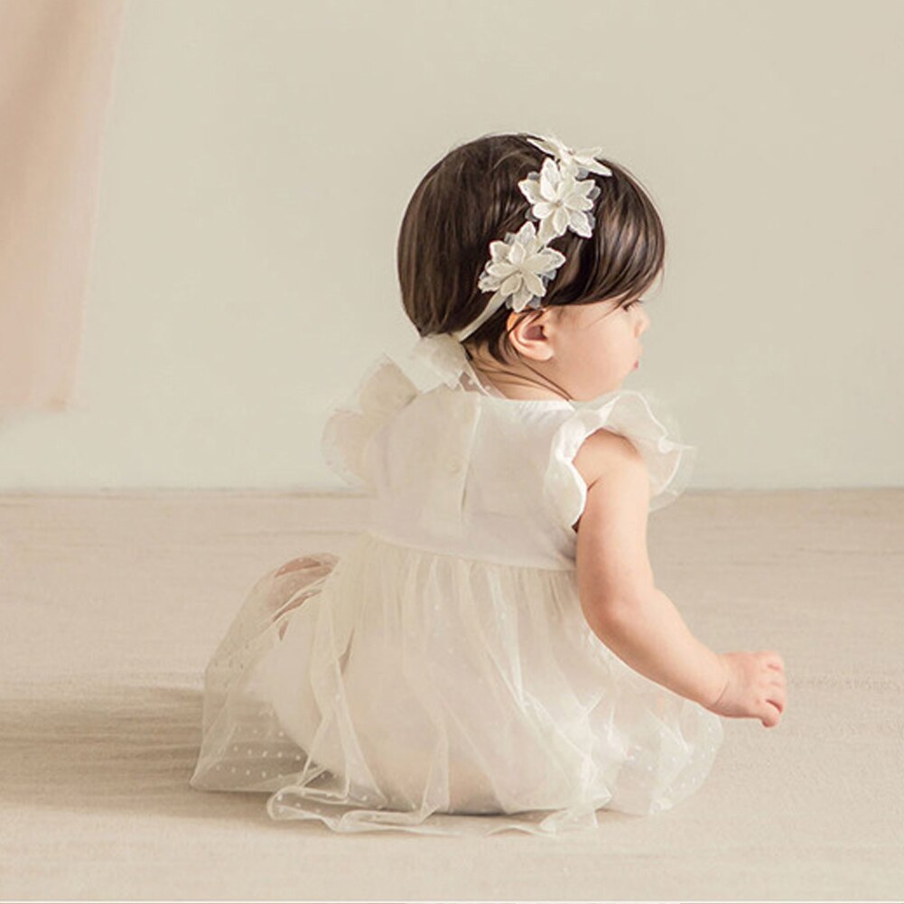 Neugeborenen Baby Mädchen Blume Haar Bänder Prinzessin Stirnband Weiß Blumen- Hochzeit Party Headwear