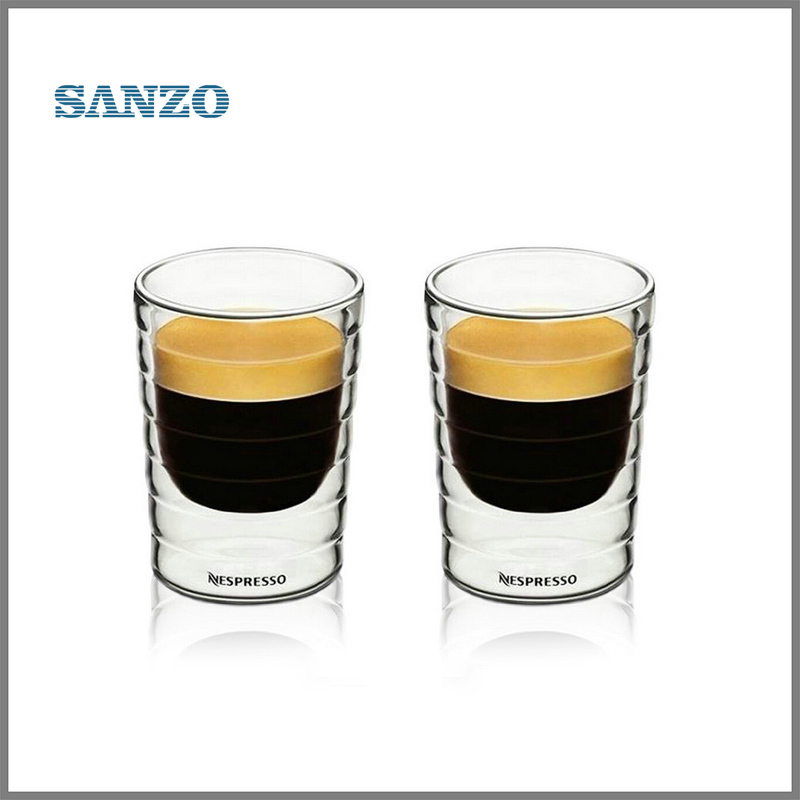 Tasse de café en verre à double couche | Offre spéciale de , 2 coup à la main, double isolation, tasse de café en verre 400042