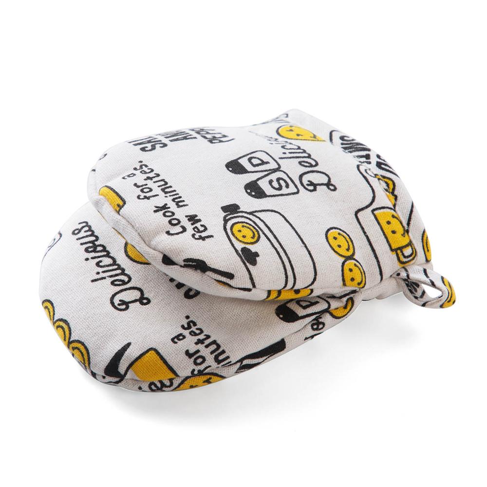 Cartoon Thicken Oven Mitts Pot Holder Kitchen Cooking Microwave Oven Gloves Heat Resistant Mitts BBQ Baking Gloves Potholder: White