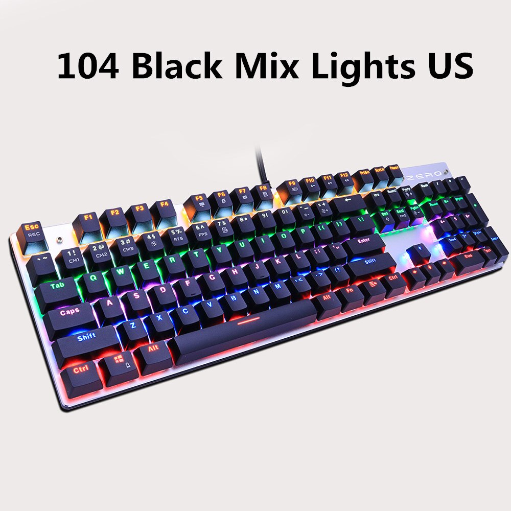 METOO-ZERO Round Keycap Gaming Mechanical Keyboard Blue Black Red Switch Anti-Ghosting USB Wired LED Backlight Keyboard for PC: 104 Square key black / Black switch
