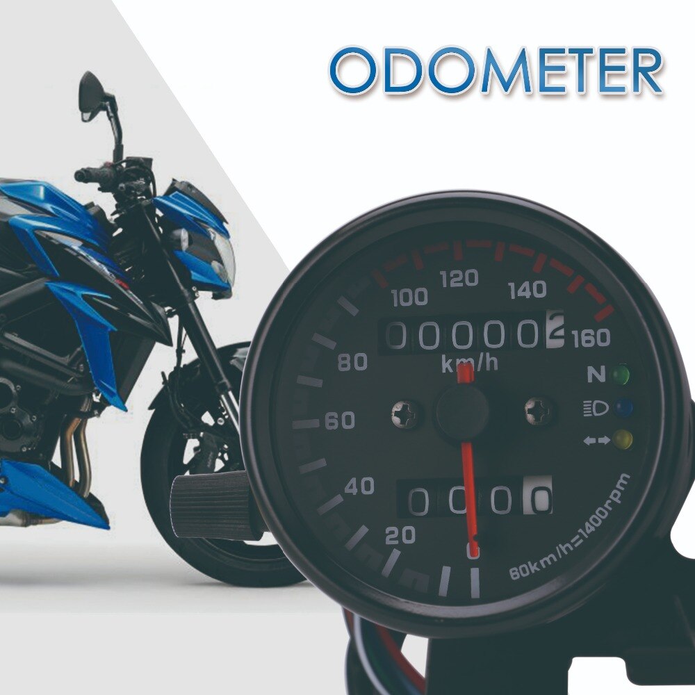 Universal 13000 rpm Motorcycle Speedometer Odometer Gauge 0~ 160 km/h LED Backlight tachometer Set Black Instrument