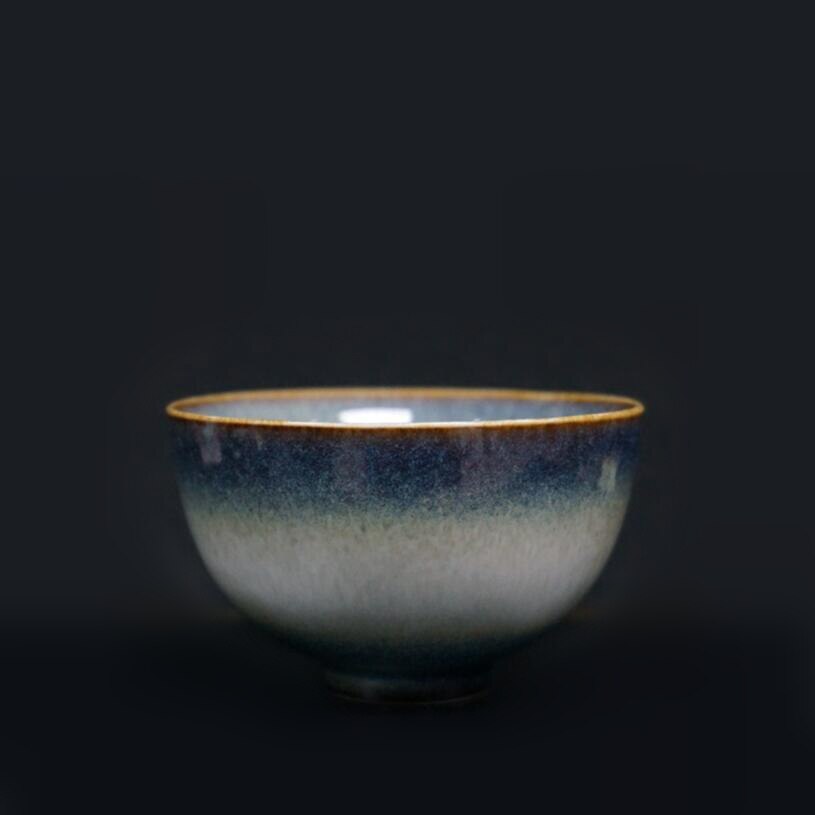 Kiln Baked Teacup Temmoku Glaze Brushed Siyao Change Master Cup Teacup Tea Ceramic Kung Fu Tea Cup: E