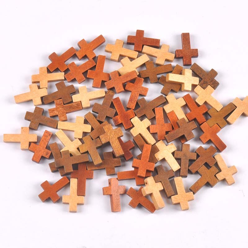 Perles en bois à suspendre en croix, bricolage, pendentif pour enfants, bijoux décoratifs, , mt2575
