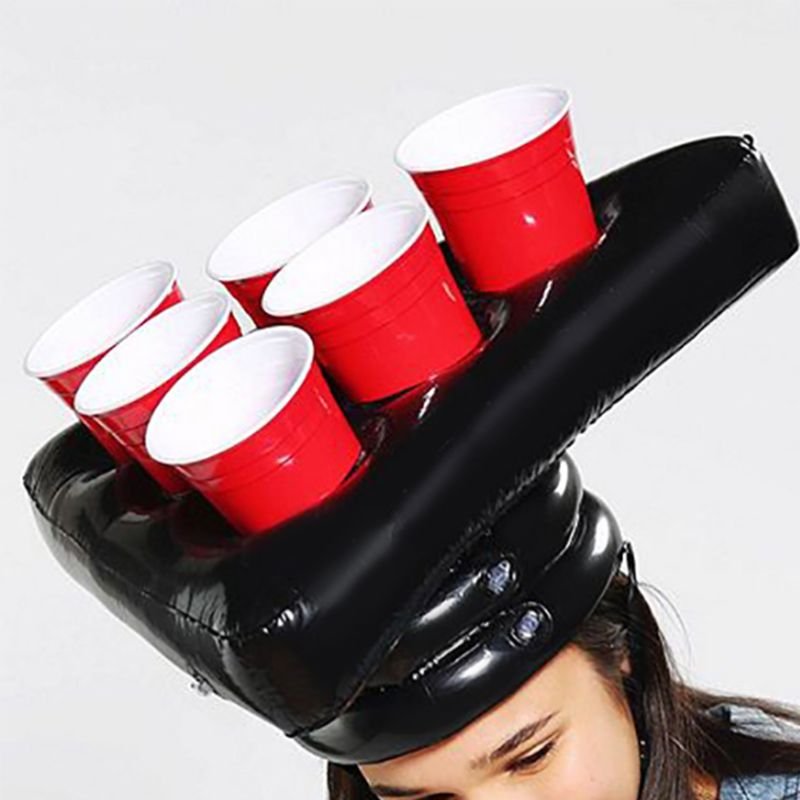 Uppblåsbara beer pong hattar hatt ringar spel kul gräsmatta lek leksaker kastring vuxen barn hylsa verktyg jul halloween rekvisita