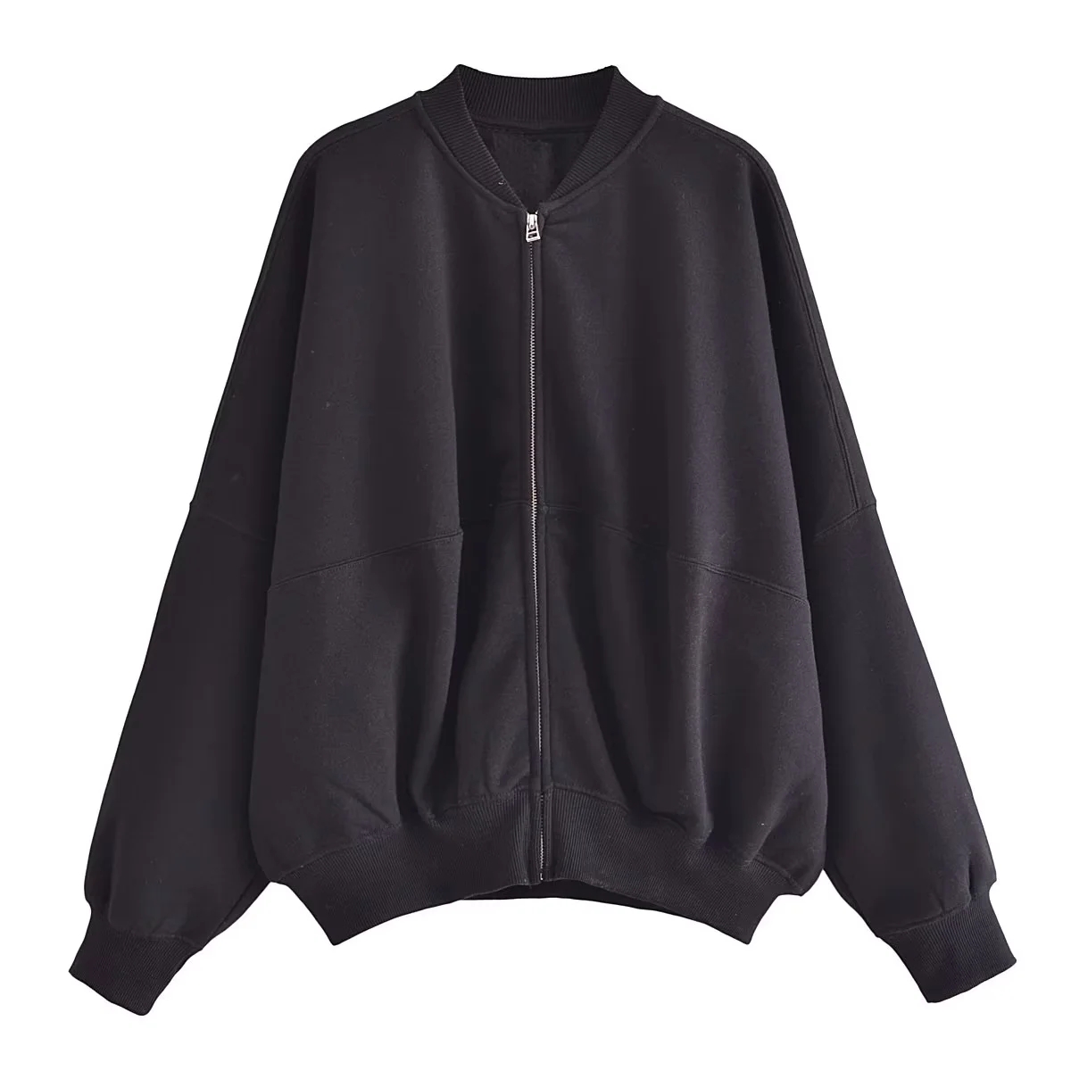 HH otoño mujer Casual sólido traje deportivo manga larga cremallera chaqueta Bomber abrigo + pantalones sueltos de cintura elástica conjuntos de pantalones: L / green