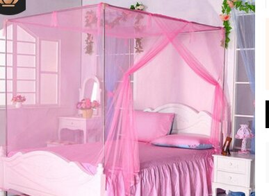 Lace Bed Mosquito Net 4 Corner Post Bed Canopy Princess Full Size Futon Net Mosquito Insect Netting Mesh Canopy Bedding Net
