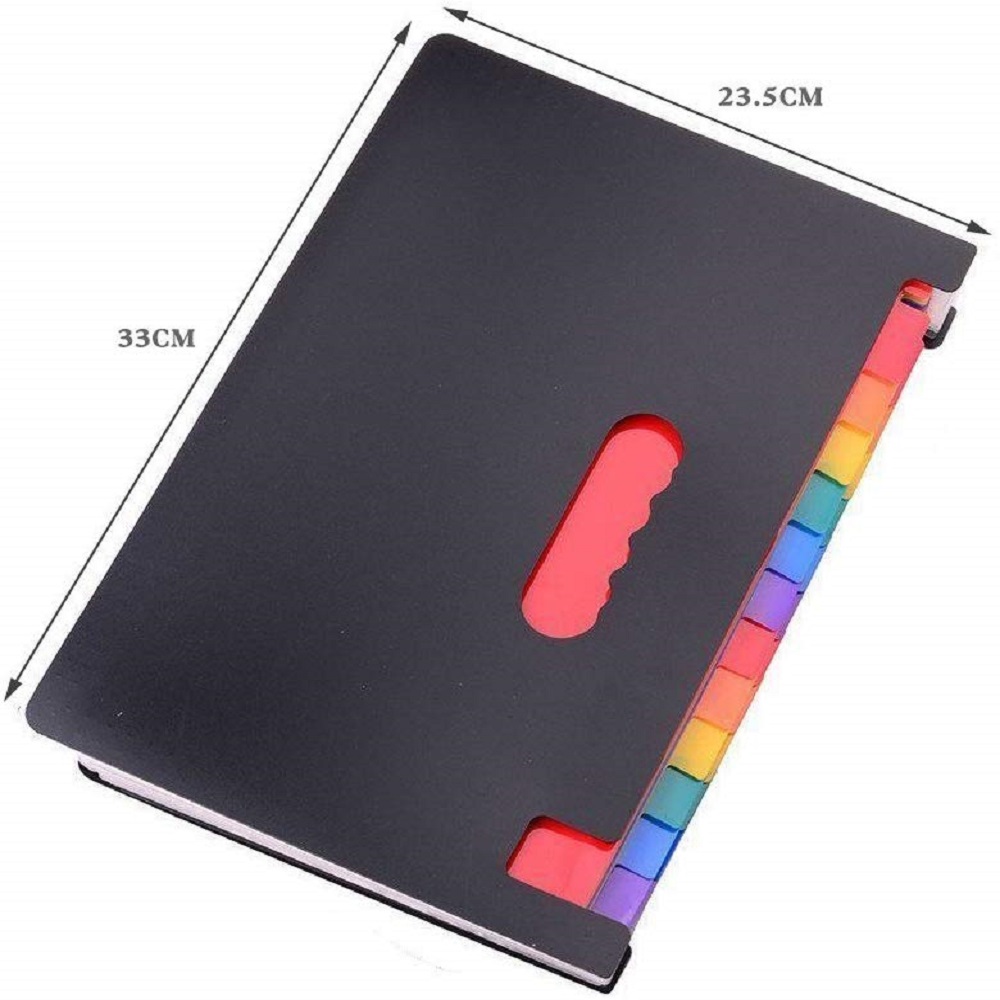 24 Pockets Multicolored Expanding Files Folder Portable A4 Expandable Accordion File Organizer with High Capacity Plas