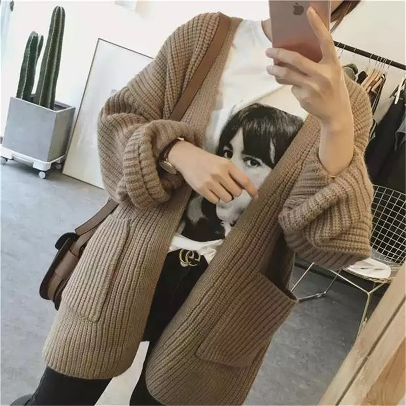 Winter Lente Gebreid Vest Vrouwen Mode Vleermuis Mouw Lange Jas Lange Mouwen Vest Trui vrouwen Lente Jas lui Wind