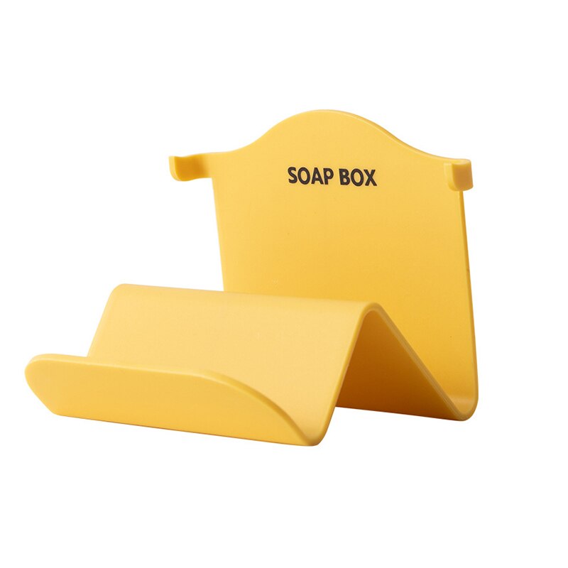 Wall mounted Soap Box Plastic Soap Holder Dish Bathroom Storage Plate Tray Case Rack Soap Sponge Holder for Kitchen: style 1 yellow