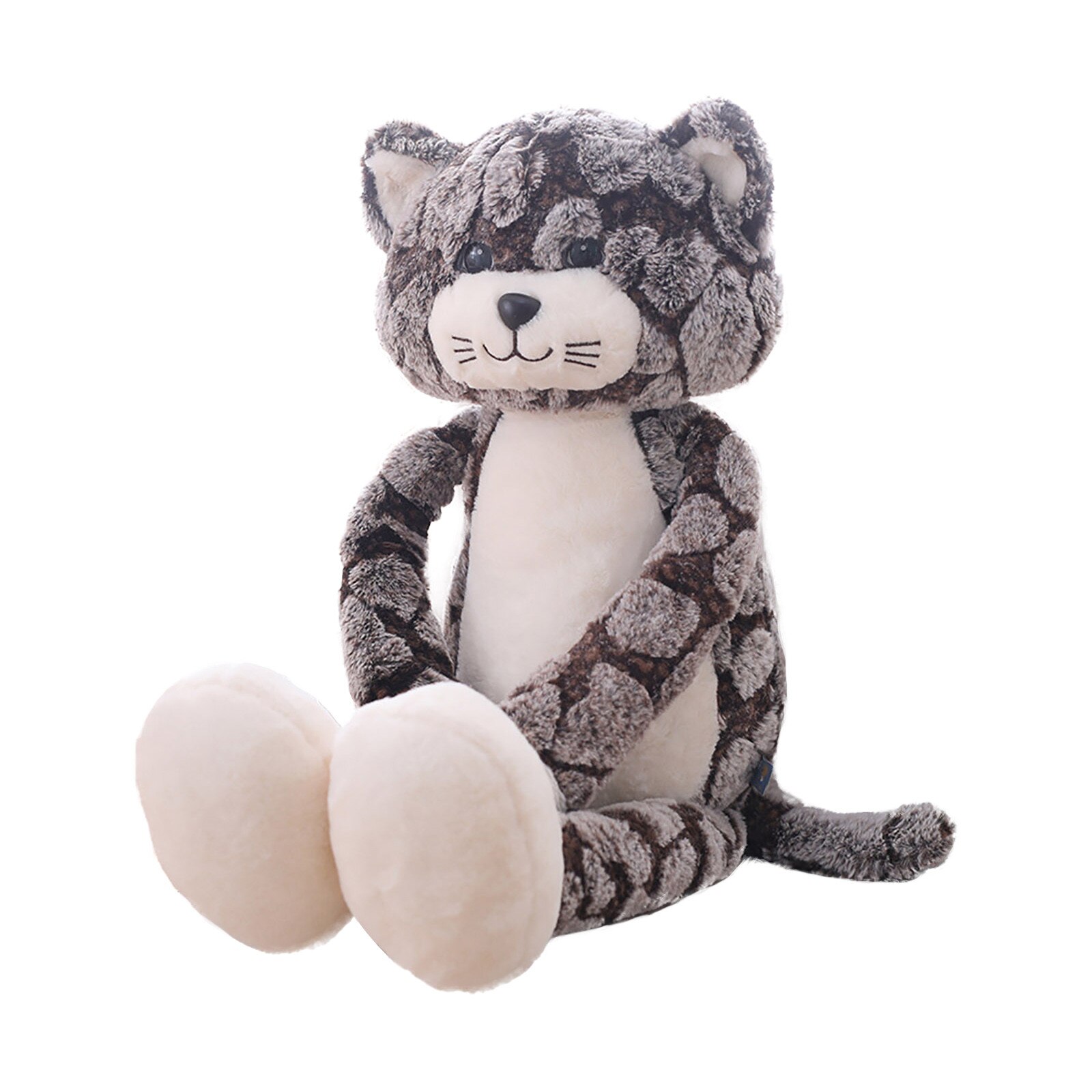 Mewaii Lichaamskussen, knuffeldier, kawaii, kat, pluchen kussen, grijs, lang, 50 cm