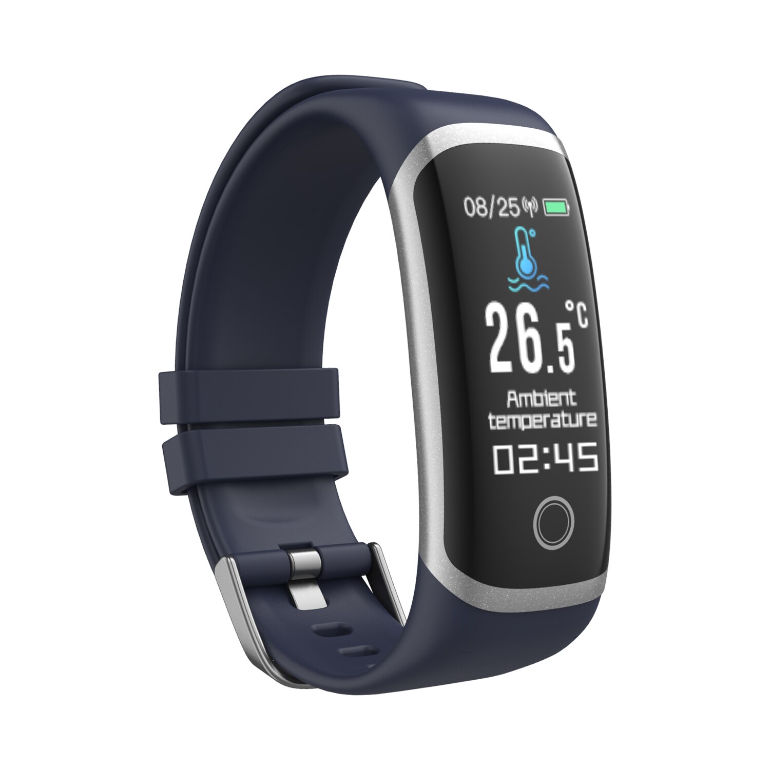 Sheli  t4 bluetooth temperatuur smartwatch  ip67 waterdichte hartslagmeter en lichaamstemperatuurmeter voor ios en android: Blauw