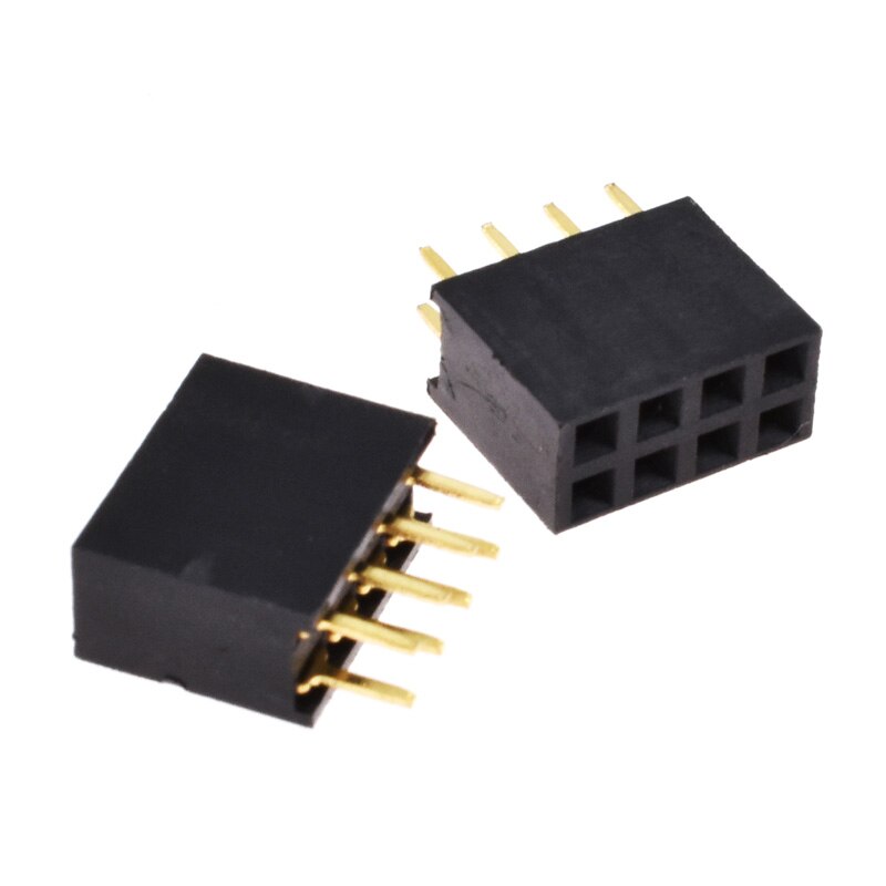 10pcs 2.54mm 2mm Connector Female Set 1X4 to 1X40 Pin 2X4 to 2X25 Pins Single Double Row PCB Connector Strip Pin Header: 2x4Pin