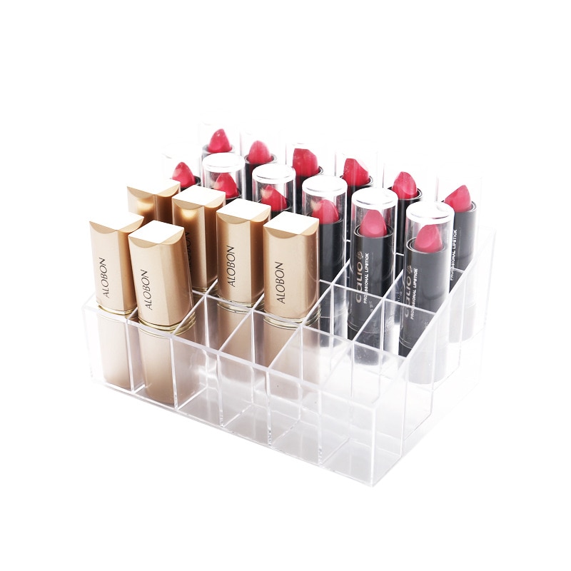 Transparante 24 Grids Acryl Up Organizer Lipstick Holder Display Rack Case Cosmetische Nagellak Make Up Organizer Tool