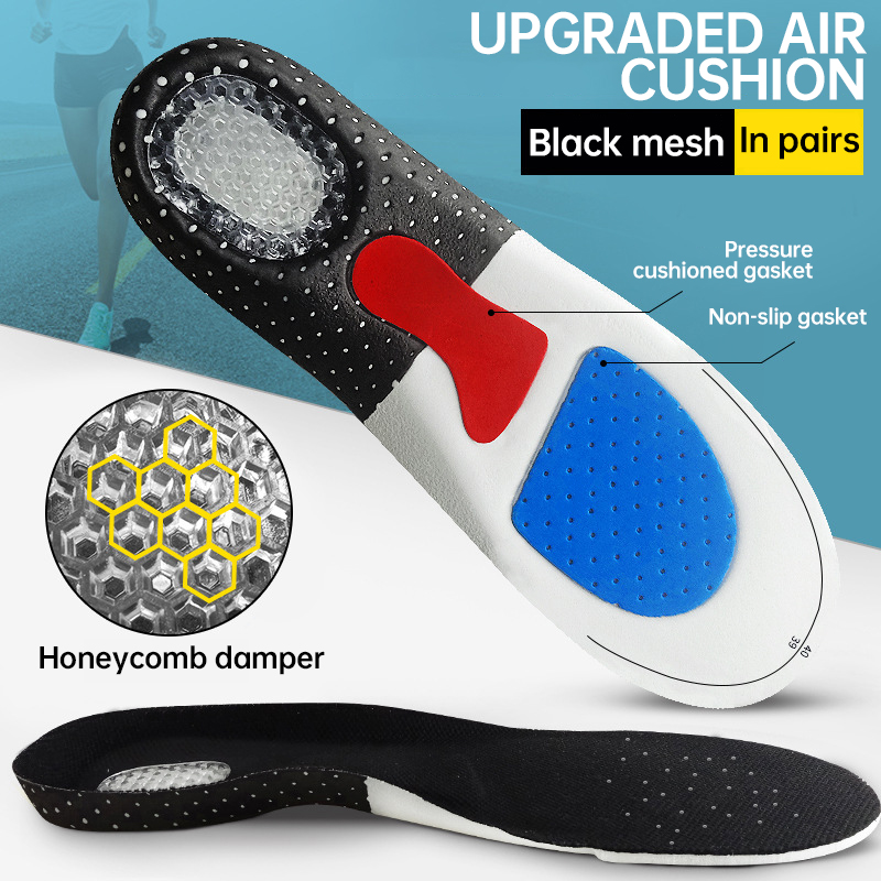 Orthopedic sports insoles for arch support for men and women outdoors, shock-absorbing foam insoles and cut-resistant silicone insoles