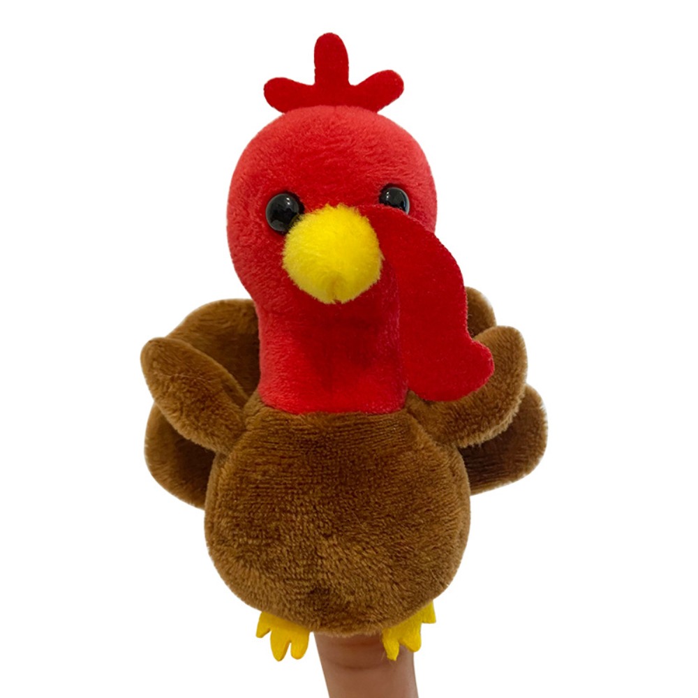 Burattini da dito in tessuto a forma di animali da fattoria per giochi di ruolo e racconti, burattini da mano a forma di animali, burattini cartoni animati Kawaii per spettacoli didattici: Marrone
