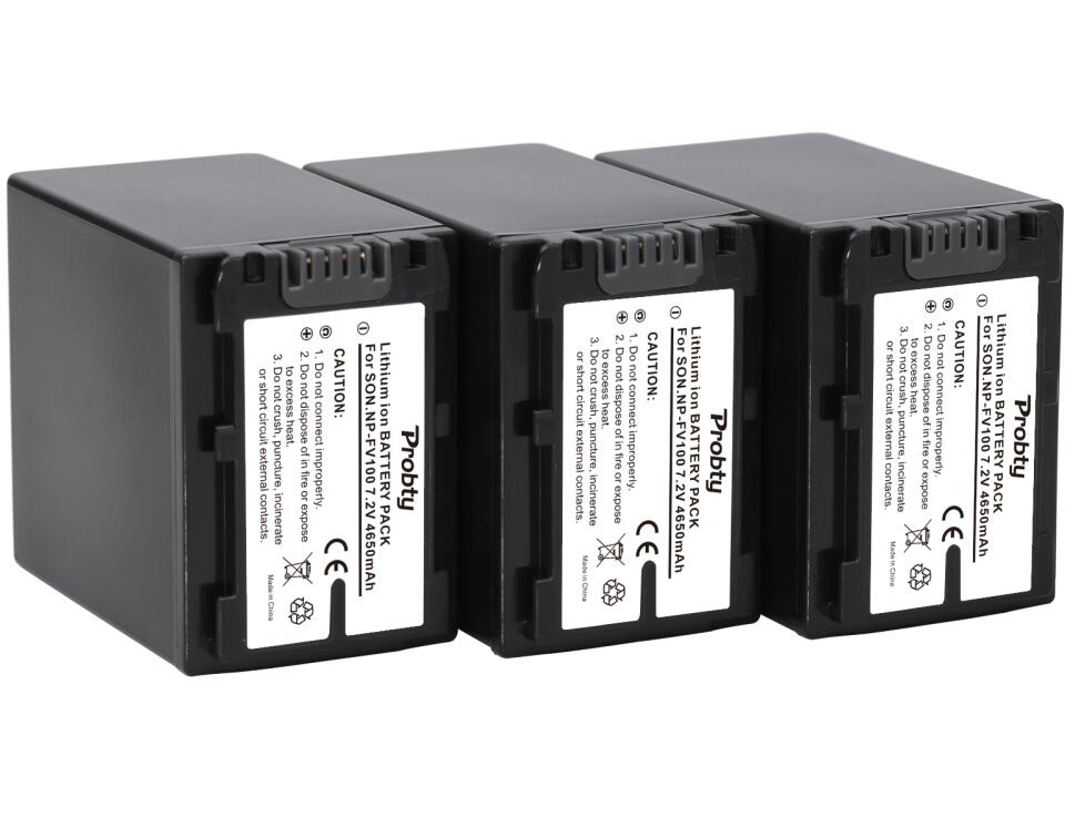 NP-FV100 bateria + ładowarka robić sony HDR-CX330 HDR-CX900 HDR-PJ810 FDR-AX100 HDR-CX130 HDR-CX150 HDR-CX300 HDR-CX305 HDR-CX350V: 3 bateria