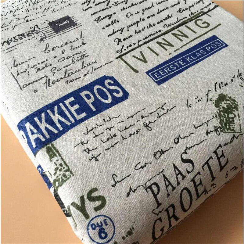 Linen Fabric For Patchwork Cotton Linen Sewing Fabric Newspaper Printed Canvas Cloth For DIY Quilting Home Textile Pillow Cover