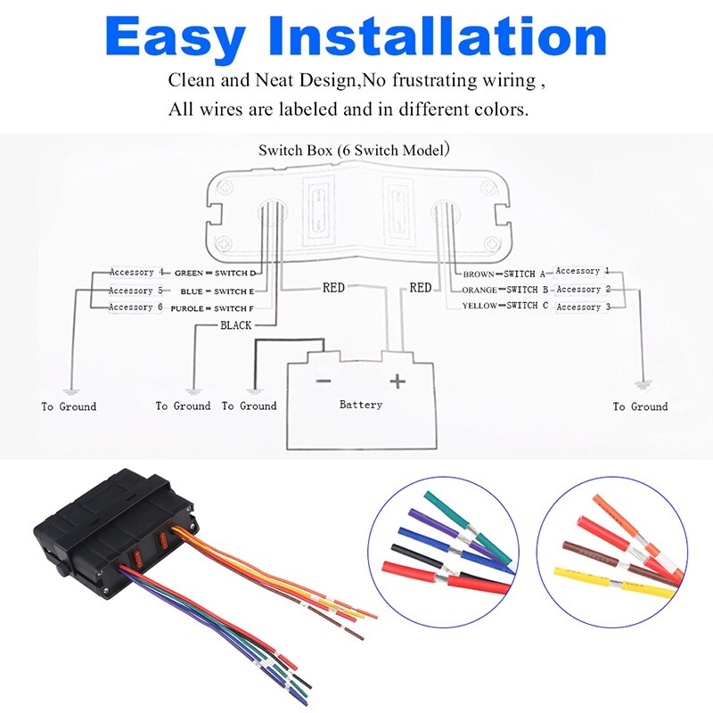 6 gang on / off vippekontaktboks med led lys ,12-24v 80a switch panel til bilkøretøjsbåd marine suv